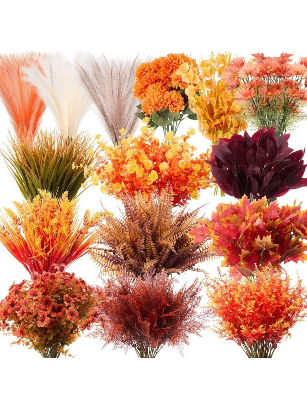 100 Bundles UV Resistant Artificial Flowers - Bulk Faux Plants for Home Decor